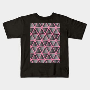 Abstract seamless pattern with ultimate grey and shining grey watercolor triangles on pink background. Best for the print, fabric, poster, wallpaper, cover and packaging, wrapping paper. Kids T-Shirt